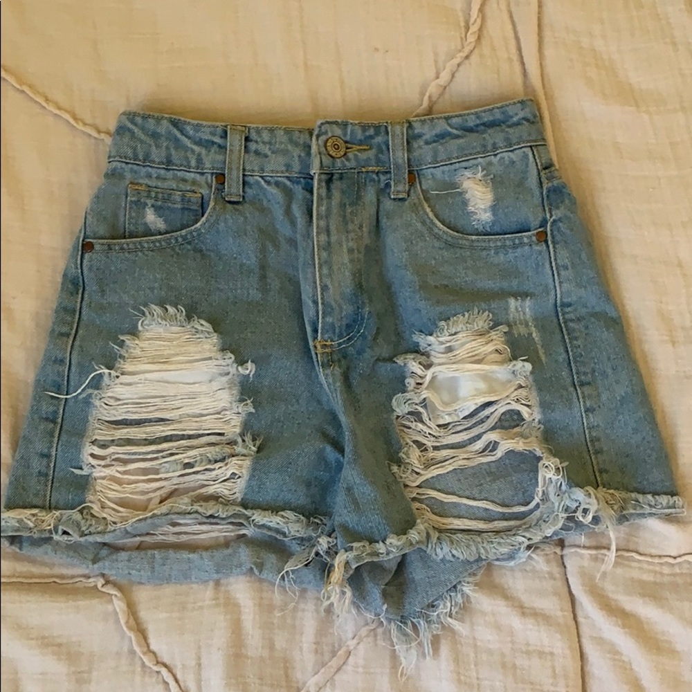 Distressed Denim Shorts